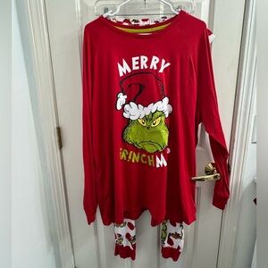 Dr. Seuss Red Grinch Pajama Set Festive Holiday pajamas for men
